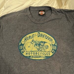 Harley-Davidson Gray and Yellow Short Sleeve Tee